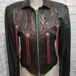 Harley Davidson Motorcycle Leather Jacket W/COIN TASSELS Sz 36 EXC!